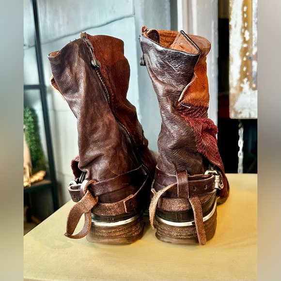 A.S.98 Leather Moto Ankle Boots 717241 Brown EU 38 (US 7.5–8) - Picture 8 of 15
